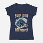 Surf Long And Prosper-Womens-V-Neck-Tee-NMdesign