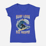 Surf Long And Prosper-Womens-V-Neck-Tee-NMdesign