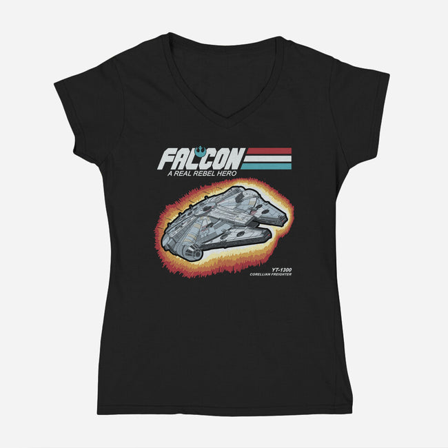 A Real Rebel Hero-Womens-V-Neck-Tee-NMdesign