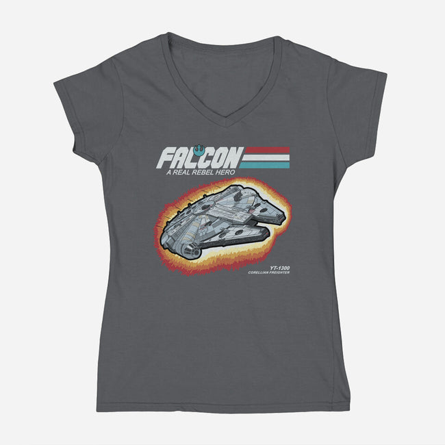 A Real Rebel Hero-Womens-V-Neck-Tee-NMdesign