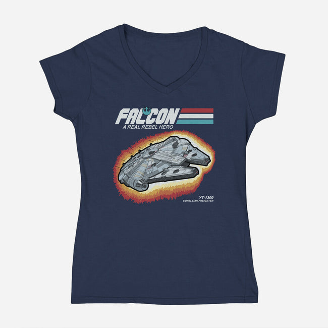 A Real Rebel Hero-Womens-V-Neck-Tee-NMdesign
