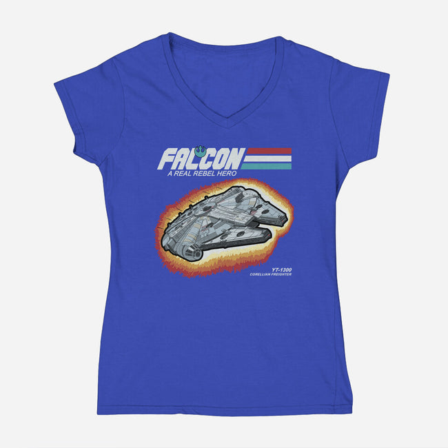 A Real Rebel Hero-Womens-V-Neck-Tee-NMdesign