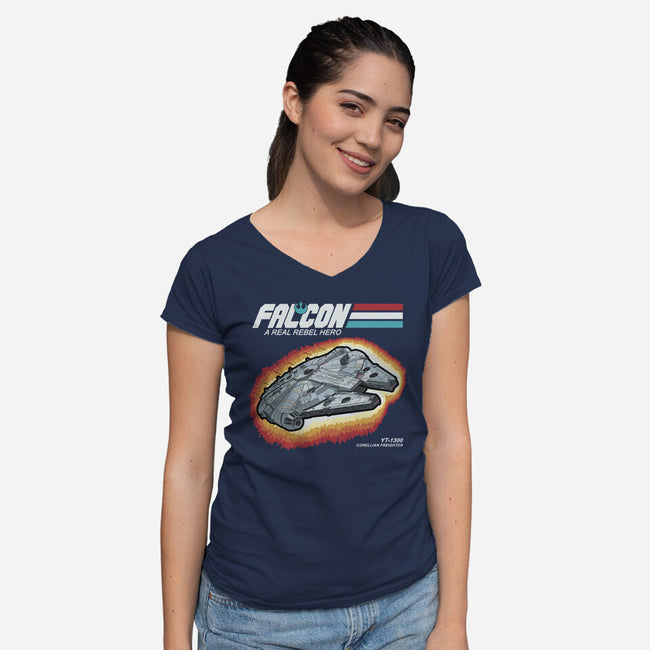 A Real Rebel Hero-Womens-V-Neck-Tee-NMdesign