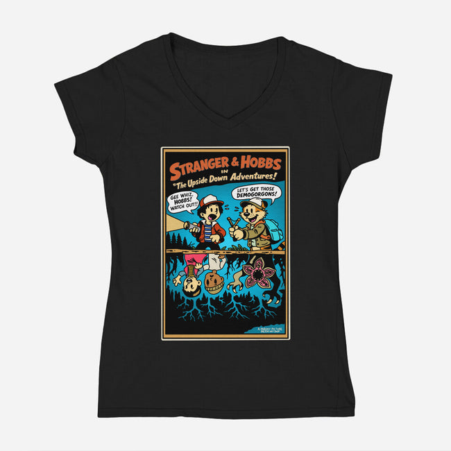 Stranger And Hobbs-Womens-V-Neck-Tee-Sketchy Art Shop
