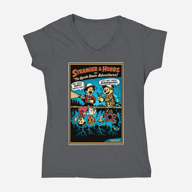 Stranger And Hobbs-Womens-V-Neck-Tee-Sketchy Art Shop