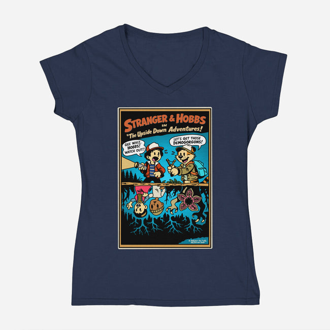 Stranger And Hobbs-Womens-V-Neck-Tee-Sketchy Art Shop