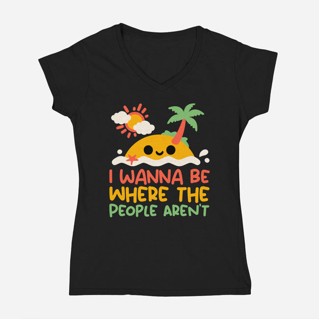 Antisocial Desert Island-Womens-V-Neck-Tee-NemiMakeit