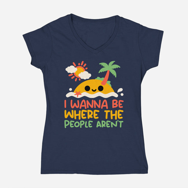 Antisocial Desert Island-Womens-V-Neck-Tee-NemiMakeit