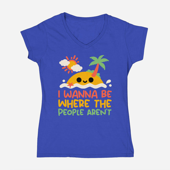 Antisocial Desert Island-Womens-V-Neck-Tee-NemiMakeit