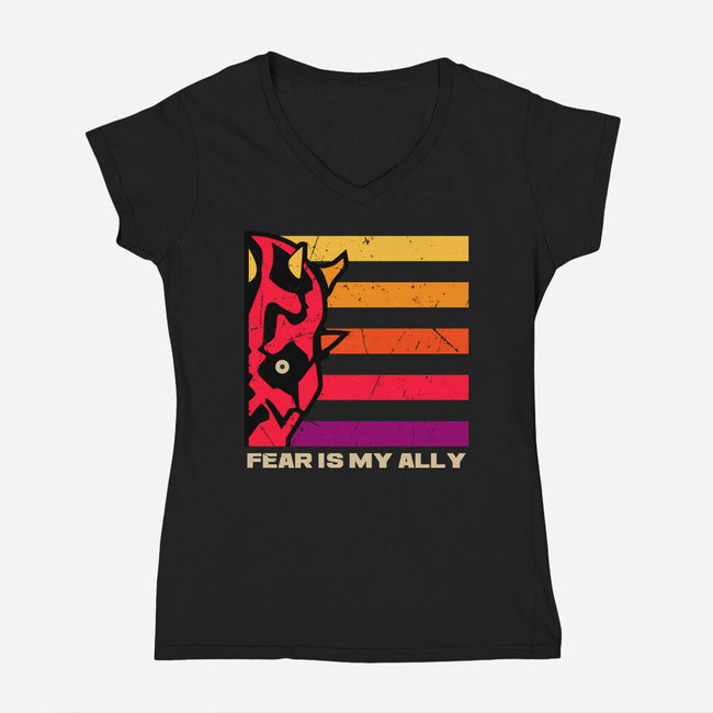 Face Of Fearless-Womens-V-Neck-Tee-spoilerinc