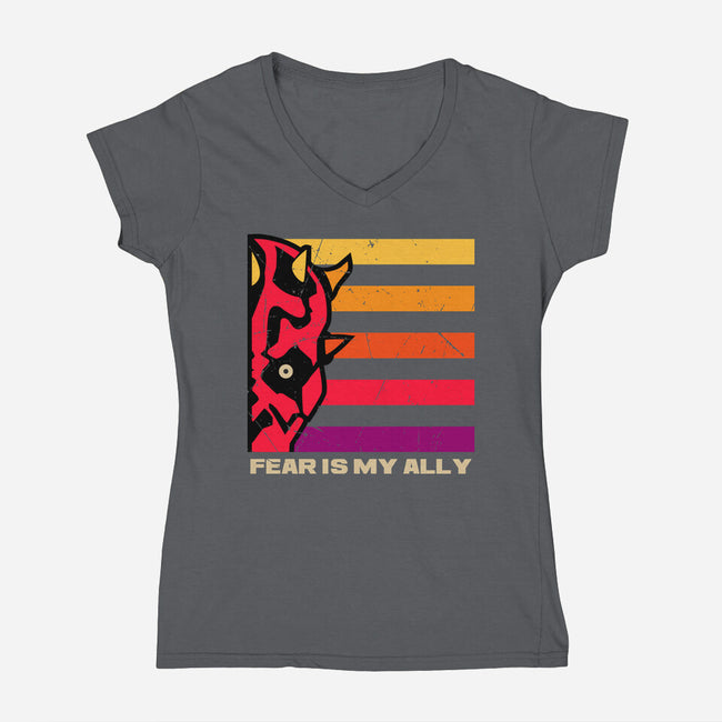 Face Of Fearless-Womens-V-Neck-Tee-spoilerinc