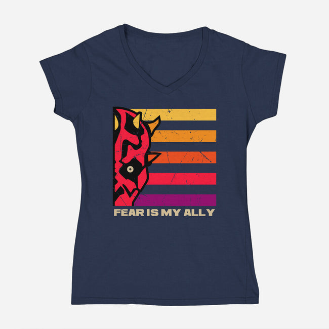 Face Of Fearless-Womens-V-Neck-Tee-spoilerinc