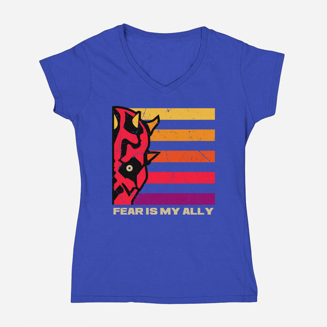 Face Of Fearless-Womens-V-Neck-Tee-spoilerinc