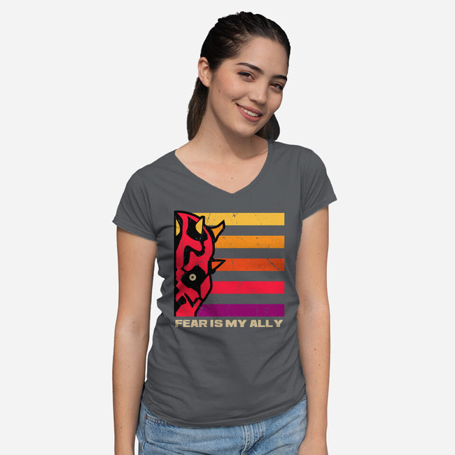 Face Of Fearless-Womens-V-Neck-Tee-spoilerinc