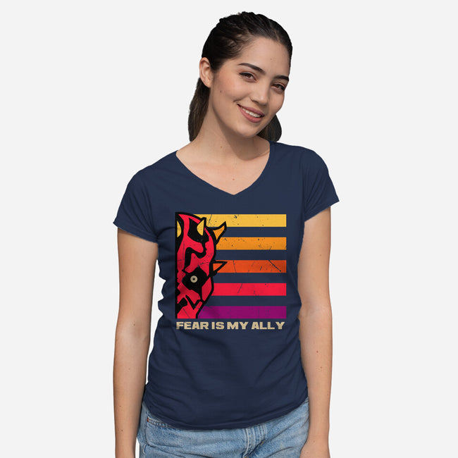 Face Of Fearless-Womens-V-Neck-Tee-spoilerinc
