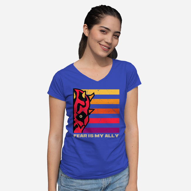 Face Of Fearless-Womens-V-Neck-Tee-spoilerinc