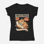 Procrastinator Cat-Womens-V-Neck-Tee-P1yu5h