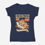 Procrastinator Cat-Womens-V-Neck-Tee-P1yu5h