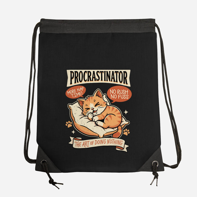 Procrastinator Cat-None-Drawstring-Bag-P1yu5h