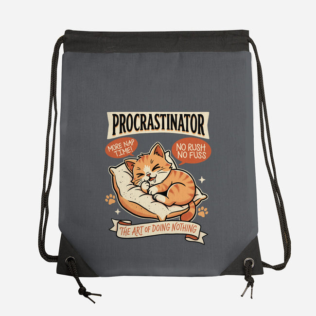 Procrastinator Cat-None-Drawstring-Bag-P1yu5h