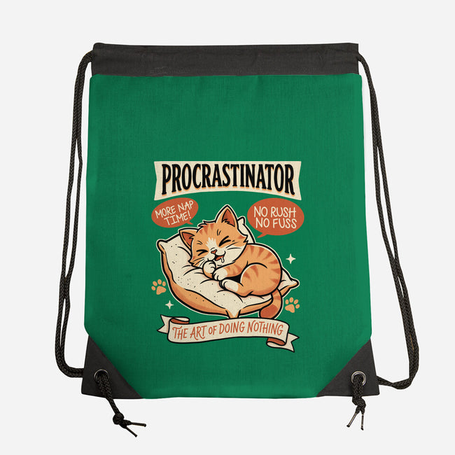 Procrastinator Cat-None-Drawstring-Bag-P1yu5h