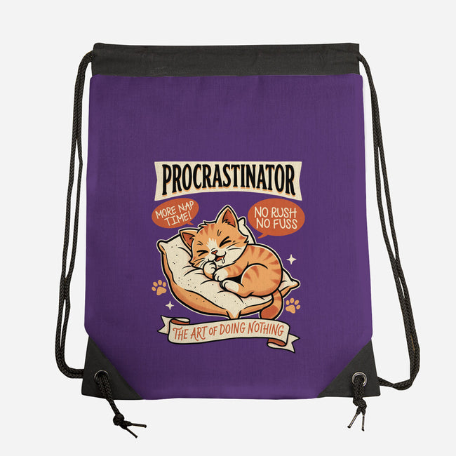 Procrastinator Cat-None-Drawstring-Bag-P1yu5h