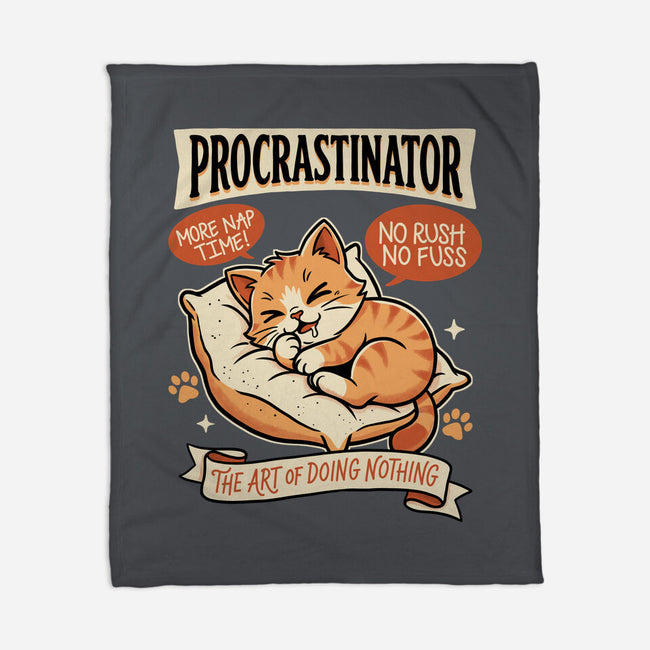 Procrastinator Cat-None-Fleece-Blanket-P1yu5h