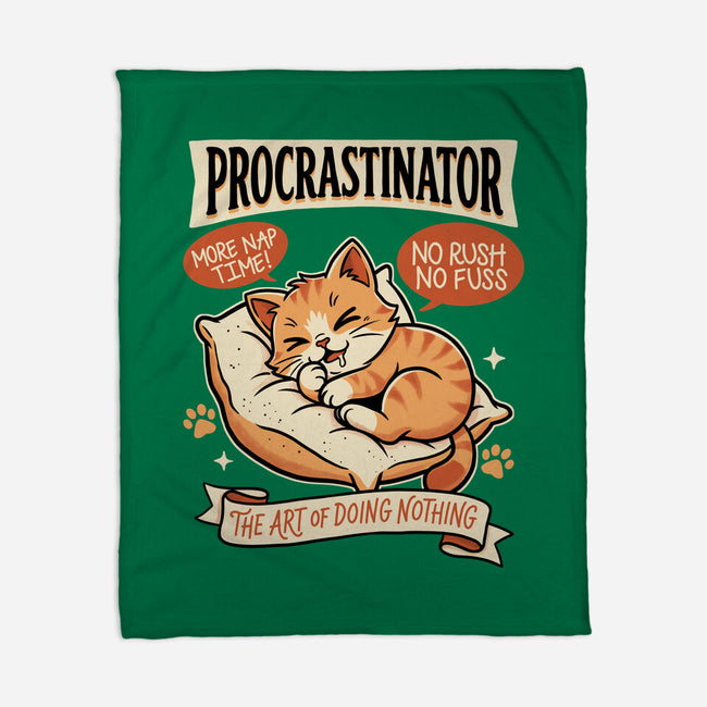 Procrastinator Cat-None-Fleece-Blanket-P1yu5h