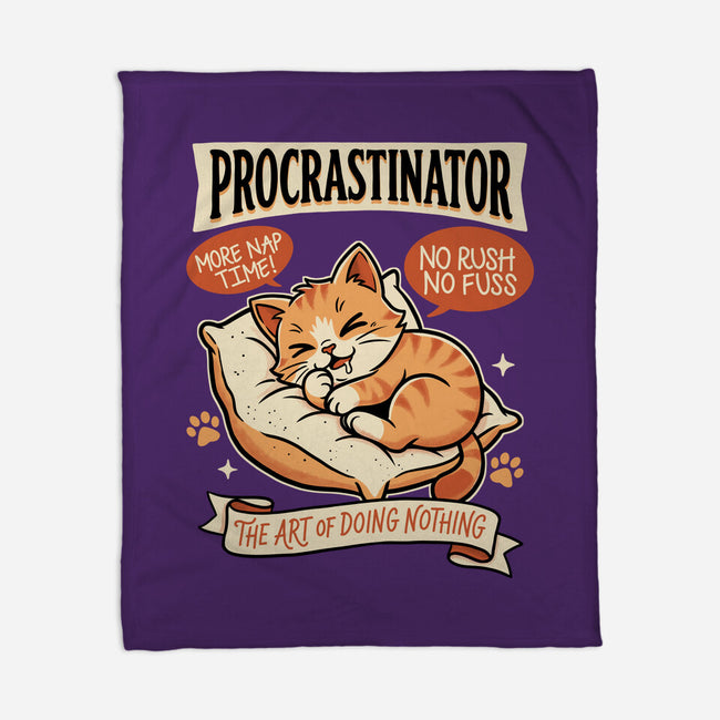 Procrastinator Cat-None-Fleece-Blanket-P1yu5h