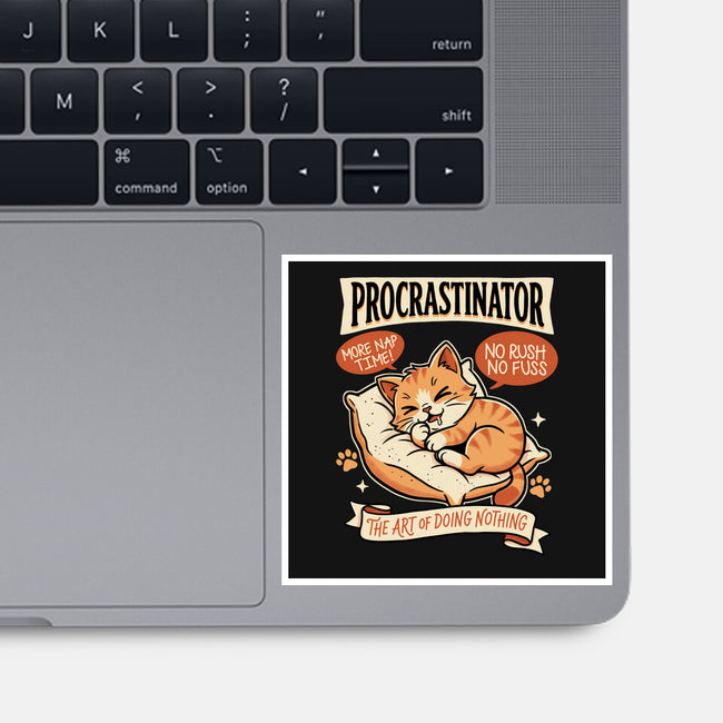 Procrastinator Cat-None-Glossy-Sticker-P1yu5h