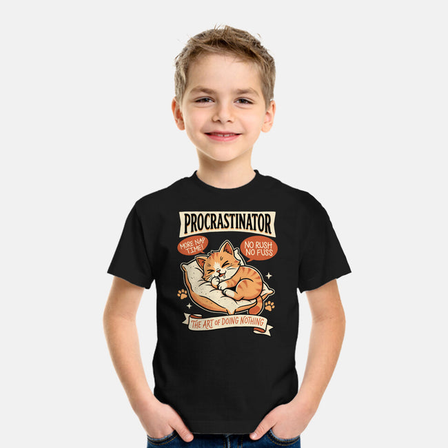 Procrastinator Cat-Youth-Basic-Tee-P1yu5h
