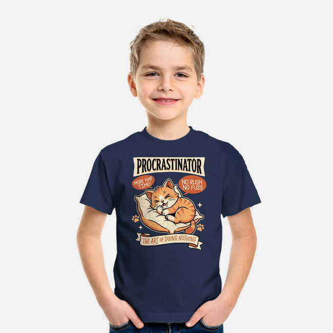 Procrastinator Cat-Youth-Basic-Tee-P1yu5h