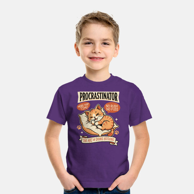 Procrastinator Cat-Youth-Basic-Tee-P1yu5h