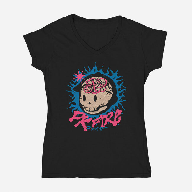 PK Fire-Womens-V-Neck-Tee-ilustrata