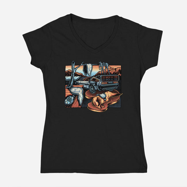 The Persistence Of Time Travel-Womens-V-Neck-Tee-glitchygorilla