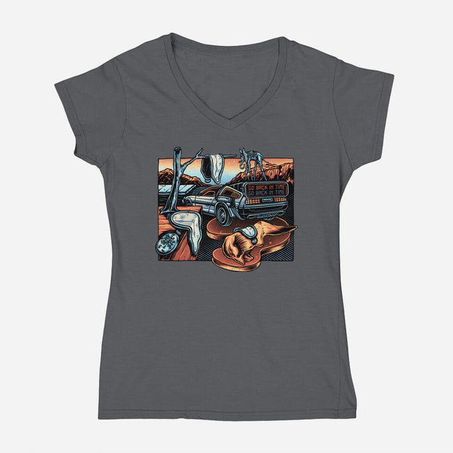 The Persistence Of Time Travel-Womens-V-Neck-Tee-glitchygorilla