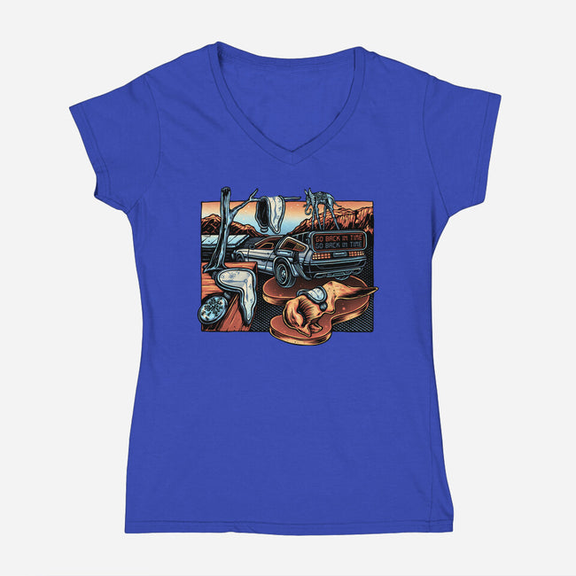 The Persistence Of Time Travel-Womens-V-Neck-Tee-glitchygorilla