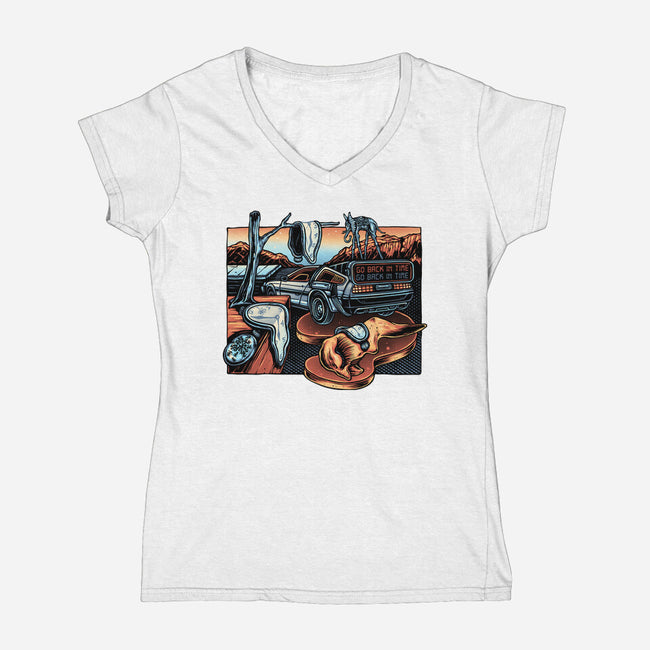 The Persistence Of Time Travel-Womens-V-Neck-Tee-glitchygorilla