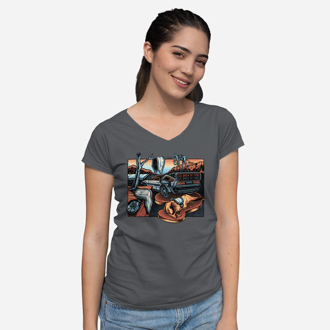 The Persistence Of Time Travel-Womens-V-Neck-Tee-glitchygorilla