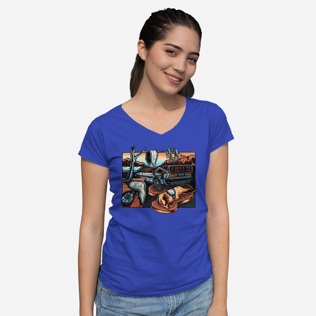 The Persistence Of Time Travel-Womens-V-Neck-Tee-glitchygorilla