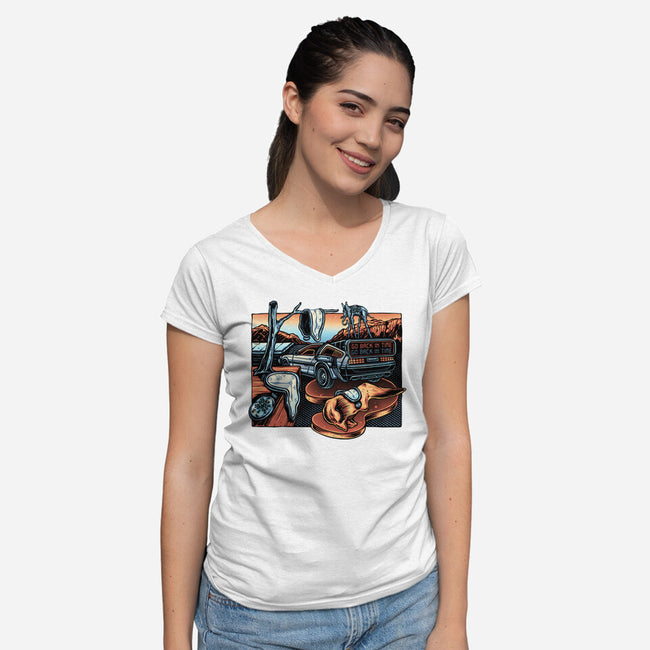 The Persistence Of Time Travel-Womens-V-Neck-Tee-glitchygorilla