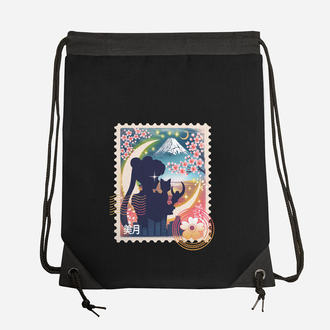 Moon Mail Stamp-None-Drawstring-Bag-dandingeroz