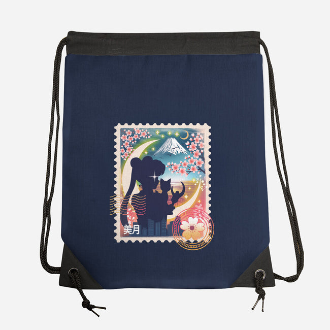 Moon Mail Stamp-None-Drawstring-Bag-dandingeroz