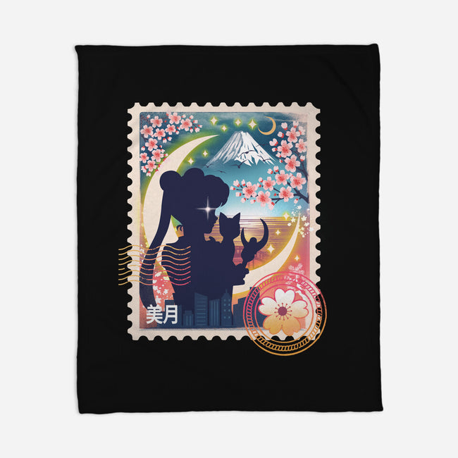 Moon Mail Stamp-None-Fleece-Blanket-dandingeroz