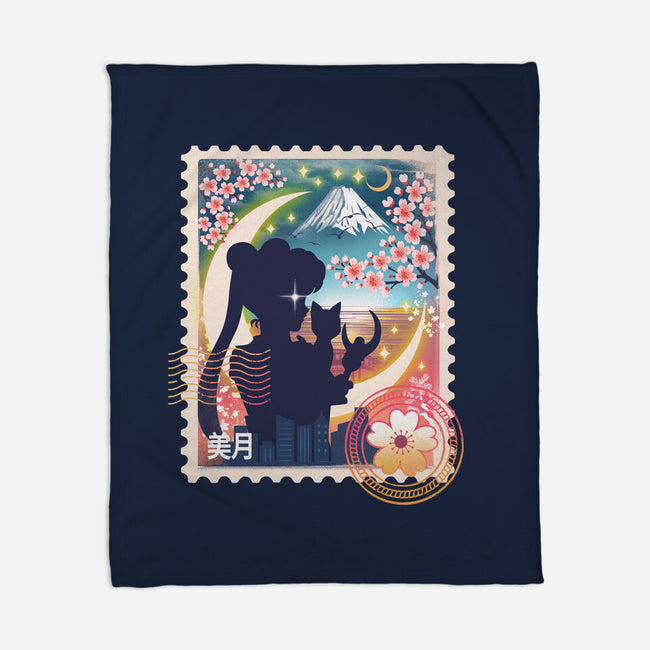 Moon Mail Stamp-None-Fleece-Blanket-dandingeroz