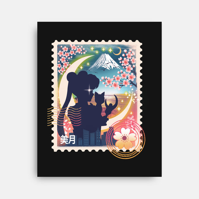 Moon Mail Stamp-None-Stretched-Canvas-dandingeroz