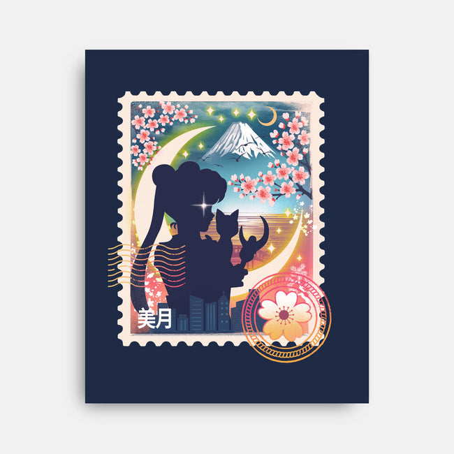 Moon Mail Stamp-None-Stretched-Canvas-dandingeroz