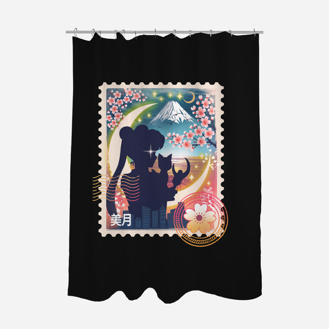 Moon Mail Stamp-None-Polyester-Shower Curtain-dandingeroz