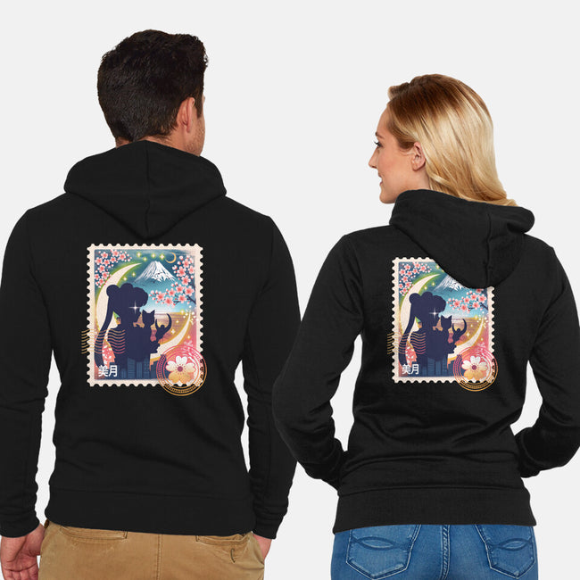 Moon Mail Stamp-Unisex-Zip-Up-Sweatshirt-dandingeroz