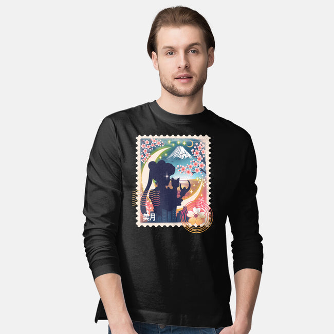 Moon Mail Stamp-Mens-Long Sleeved-Tee-dandingeroz